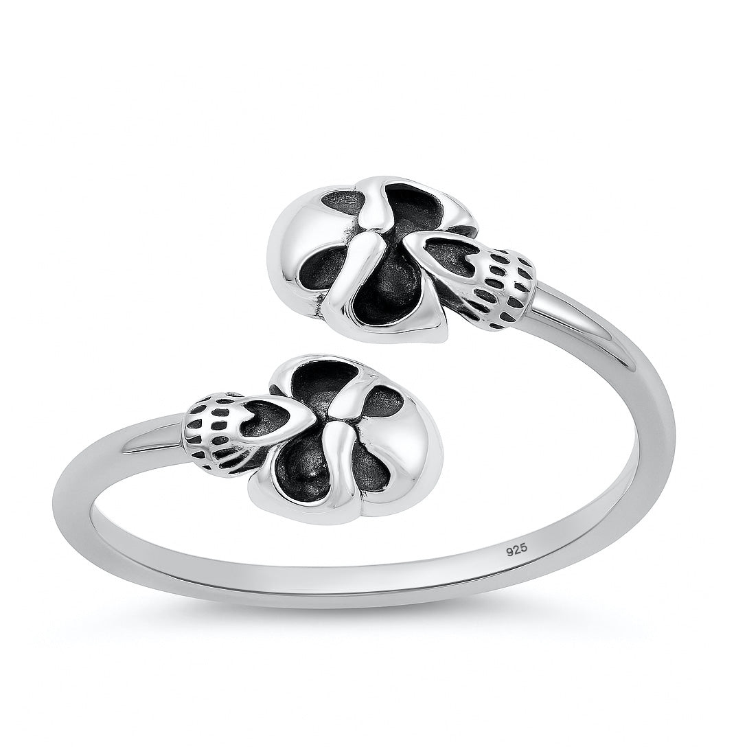 Silver Ring - Wraparound Skulls