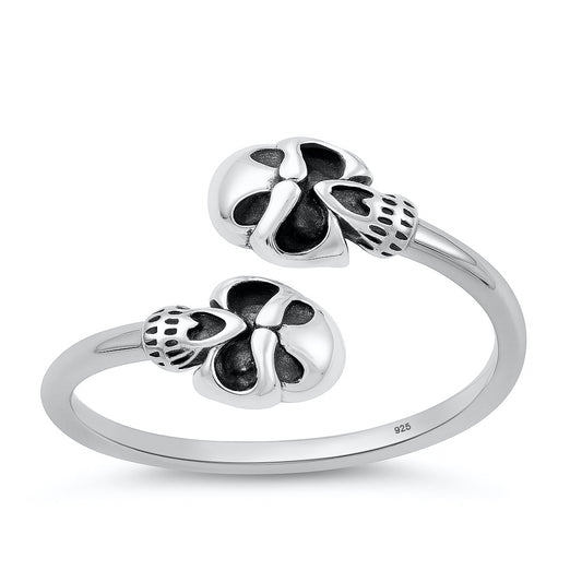 Silver Ring - Wraparound Skulls