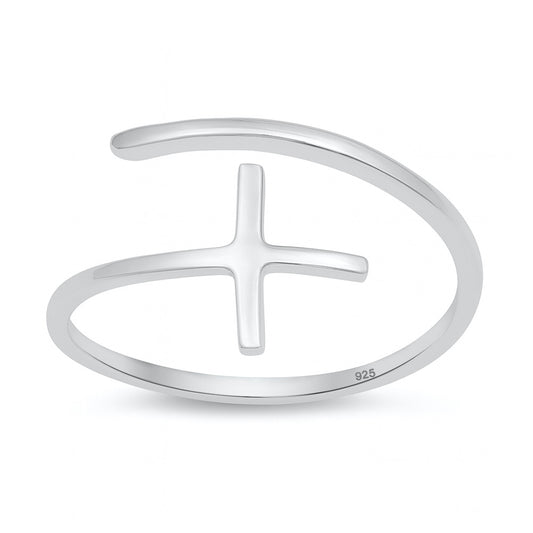 Silver Ring - Wraparound Cross