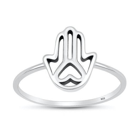 Silver Ring - Heart Hamsa