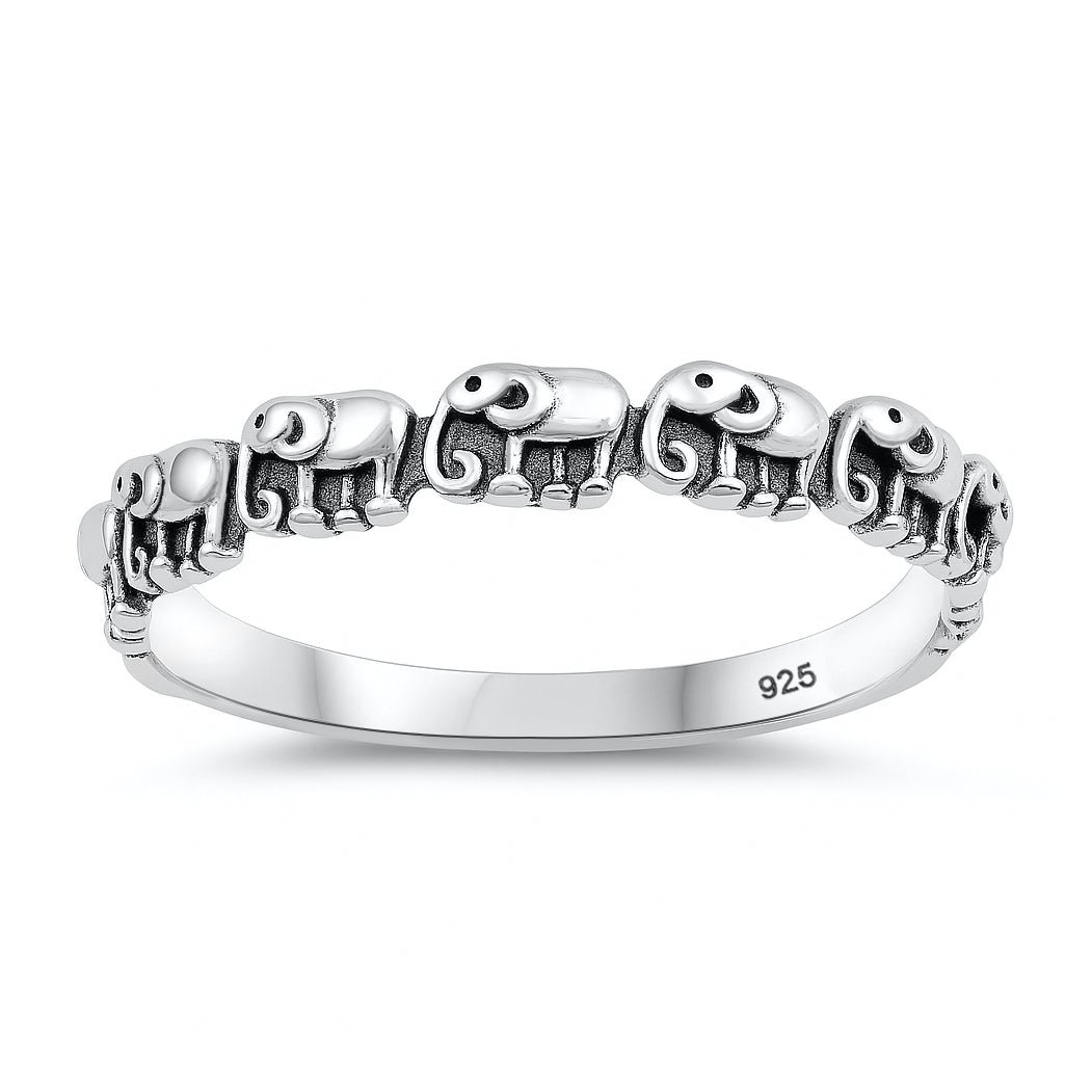 Silver Ring - Elephants