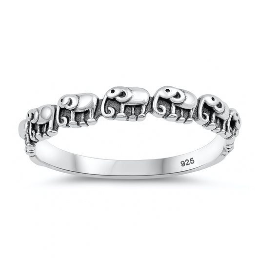Silver Ring - Elephants