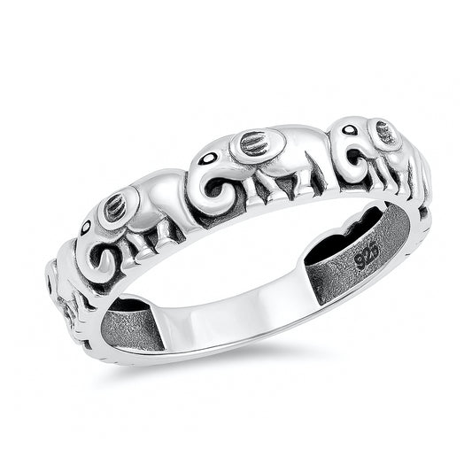 Silver Ring - Elephants