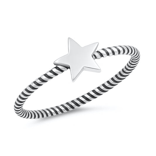 Silver Ring - Star Rope Band