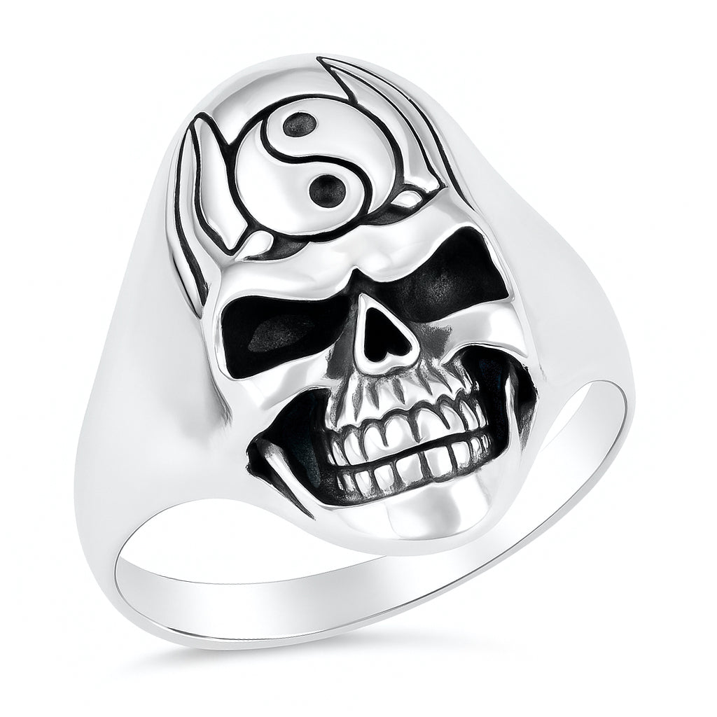 Silver Ring - Skull & Yin Yang