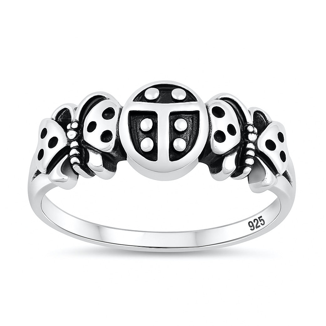 Silver Ring - Ladybug & Butterfly