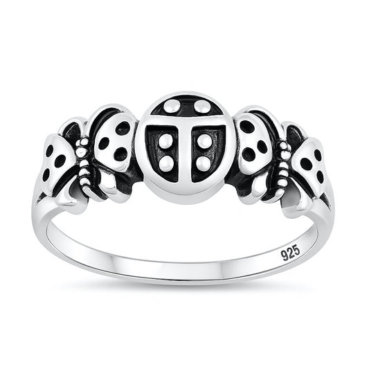Silver Ring - Ladybug & Butterfly