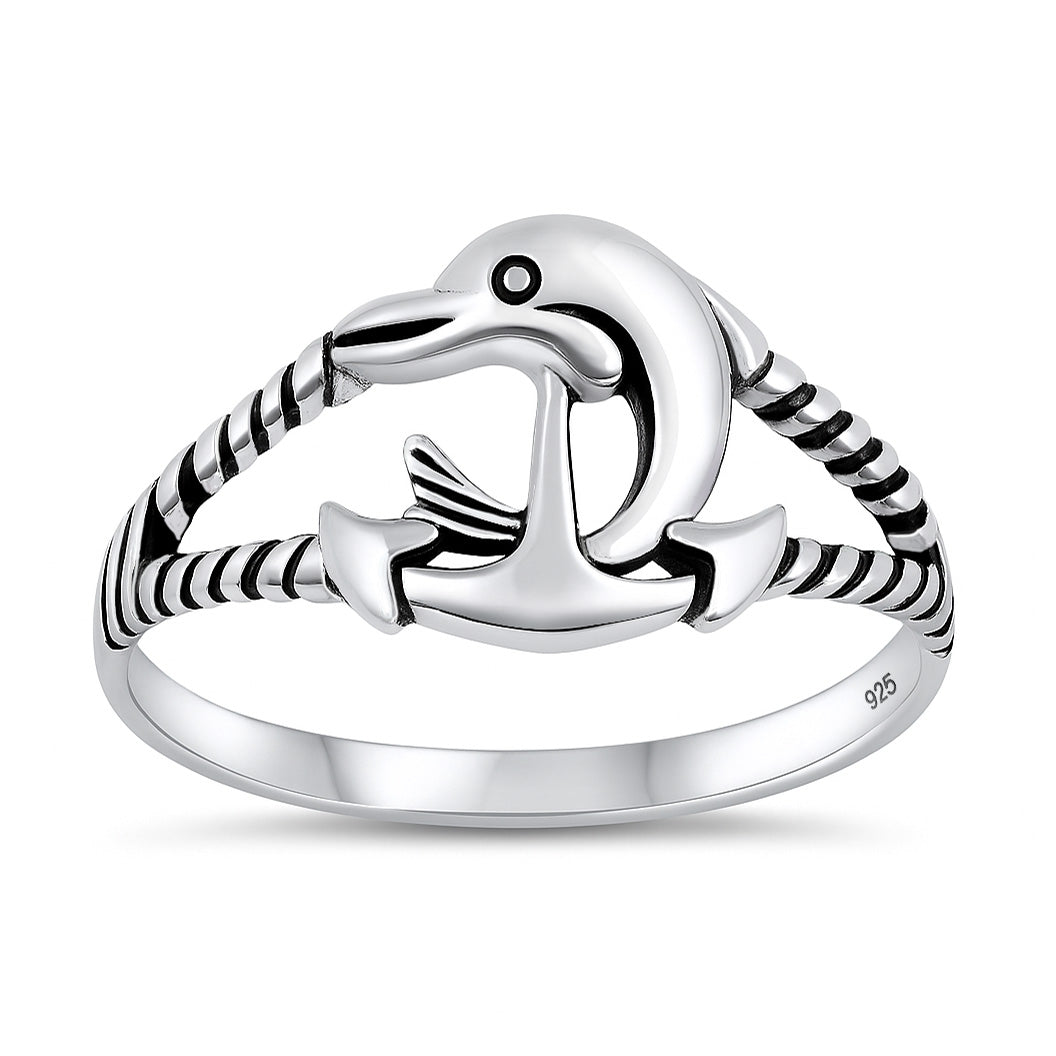 Silver Ring - Dolphin Anchor