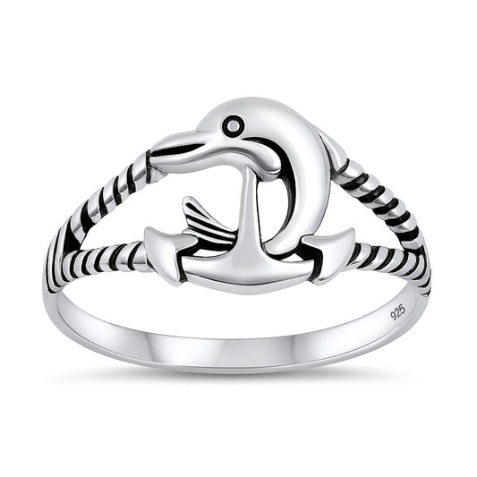 Silver Ring - Dolphin Anchor