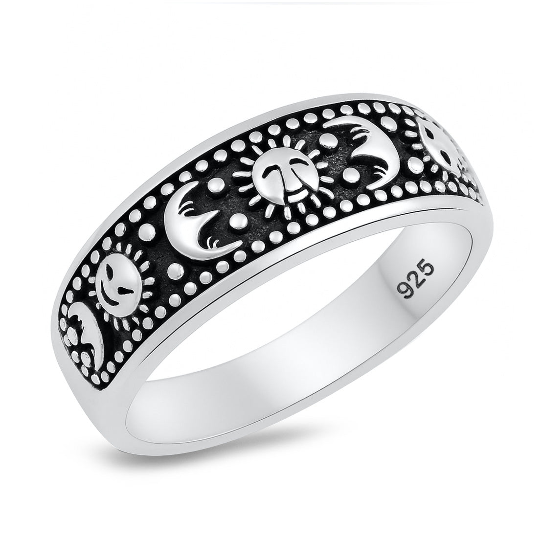 Silver Ring - Moon and Sun