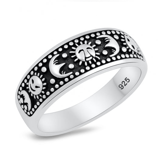 Silver Ring - Moon and Sun