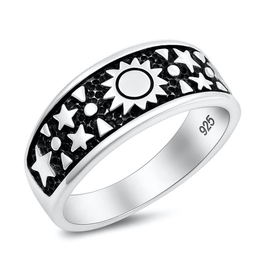 Silver Ring - Sun and Stars