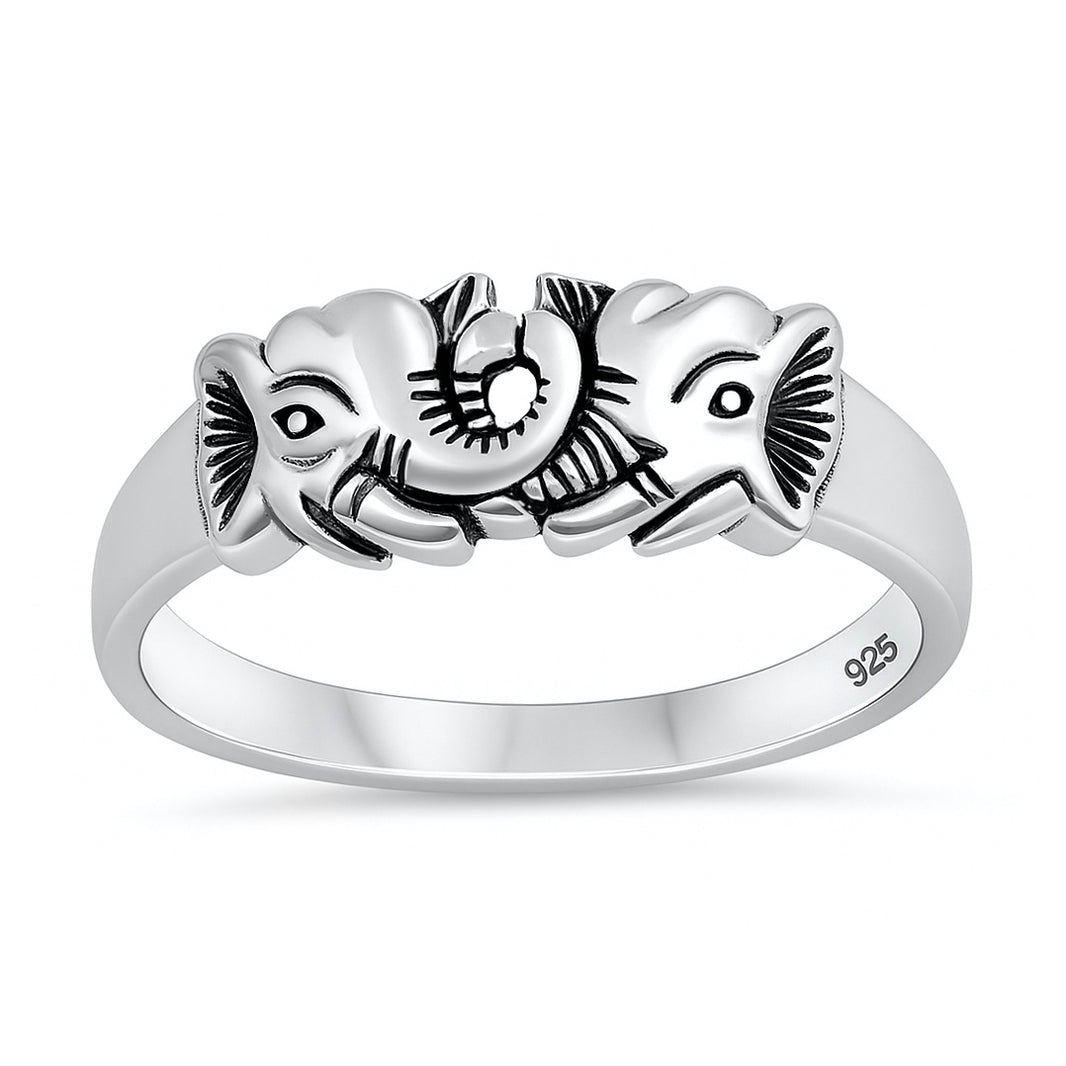 Silver Ring - Lucky Elephant Heads