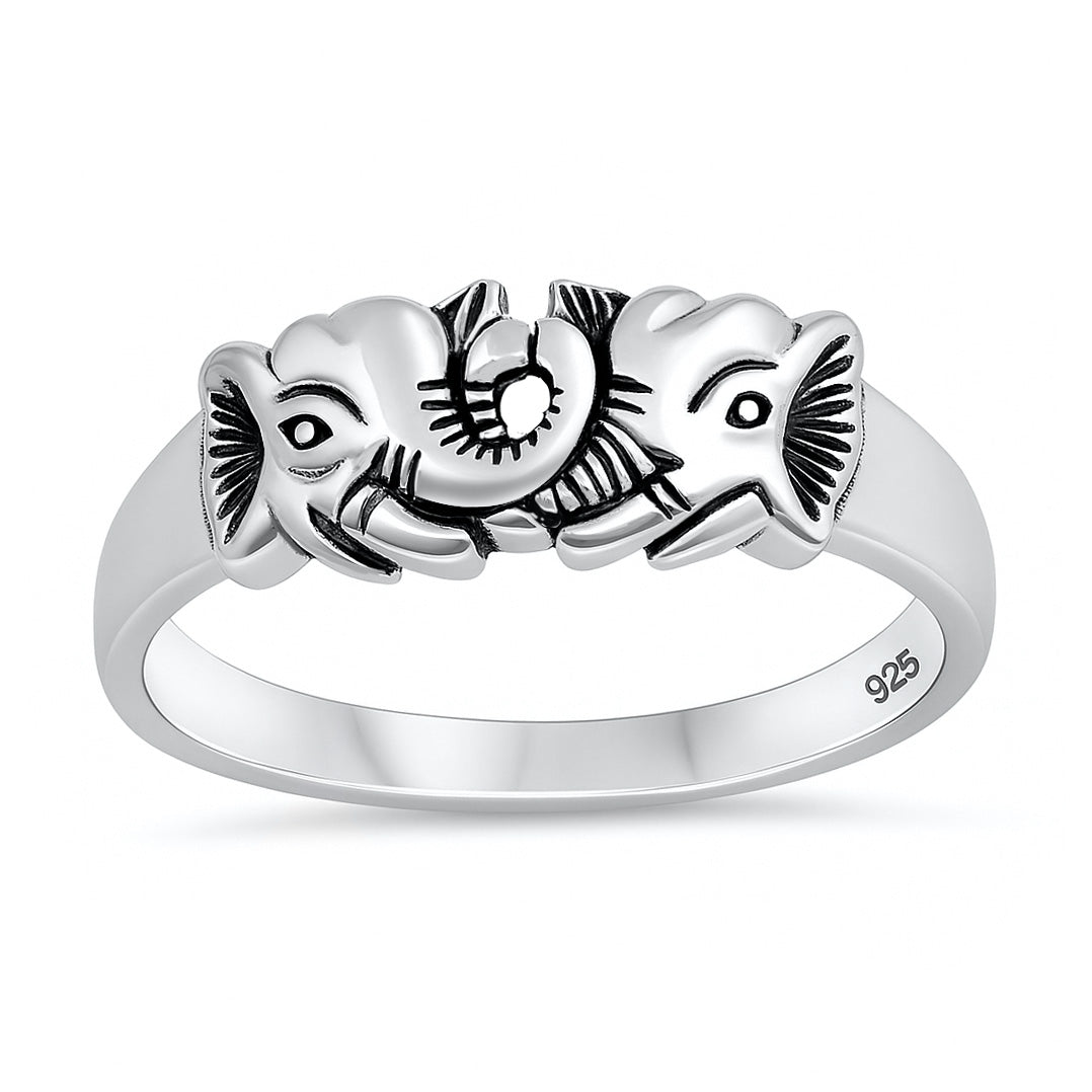 Silver Ring - Lucky Elephant Heads
