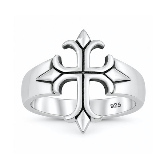 Silver Medieval Cross Ring