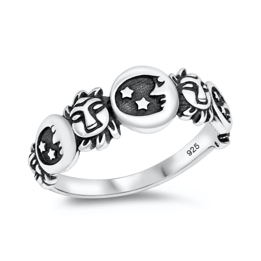 Silver Ring - Moon and Sun