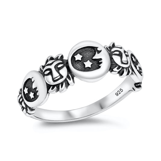 Silver Ring - Moon and Sun