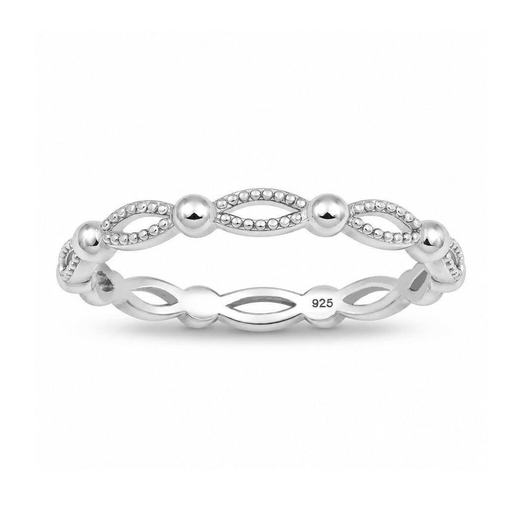 Silver Marquise Link & Bead Ring
