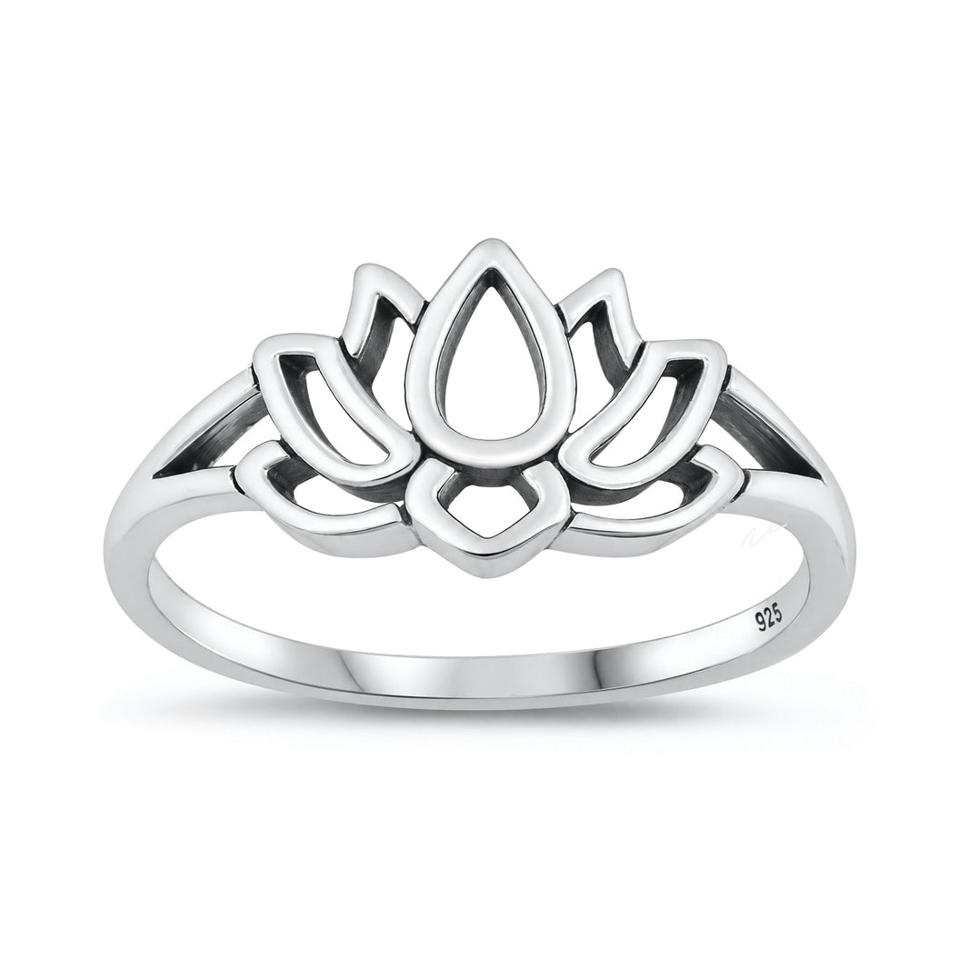 Silver Lotus Flower Ring
