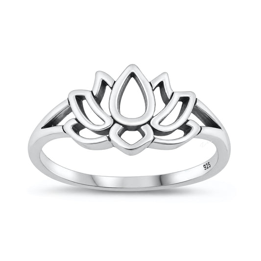 Silver Lotus Flower Ring