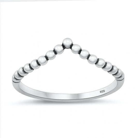 Silver Ring - V-Shaped Bead Ring