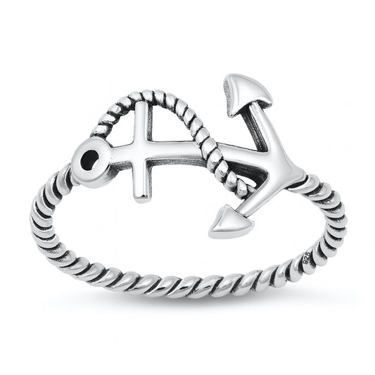 Silver Ring - Sideways Anchor