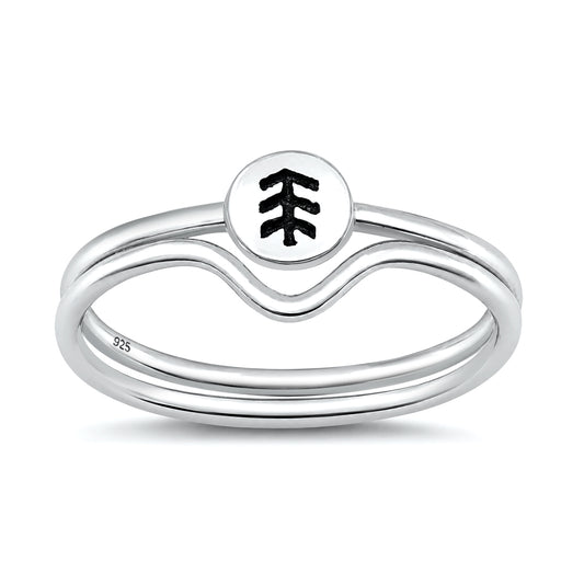 Silver Ring - Little Pine Tree Set