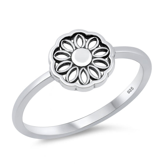 Silver Vintage Floral Mandala Ring.