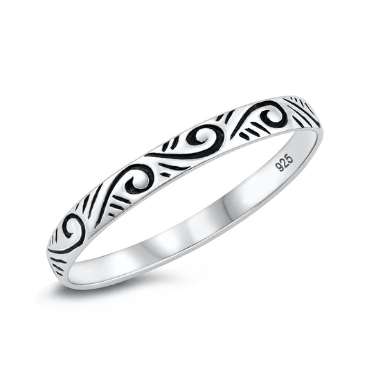 Silver Scrollwork Band Ring