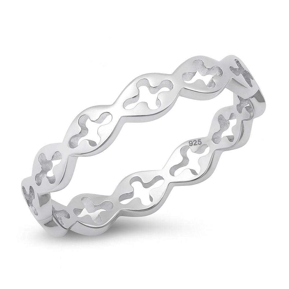 Silver Ring - Sideways Crosses