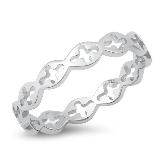 Silver Ring - Sideways Crosses