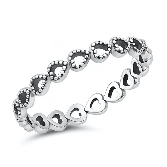 Silver Ring - Hearts Band