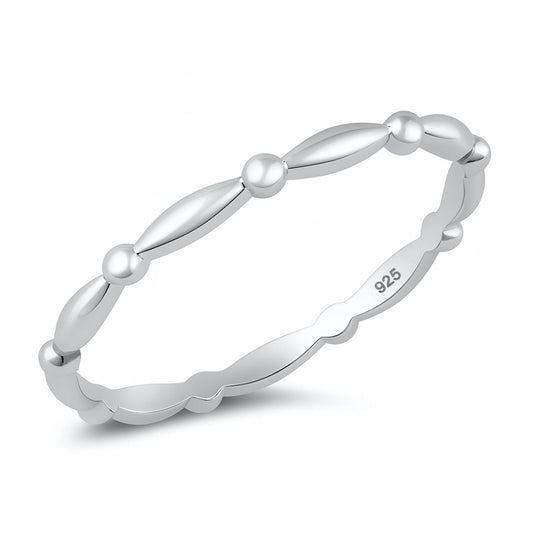 Silver Beaded Marquise Band Ring