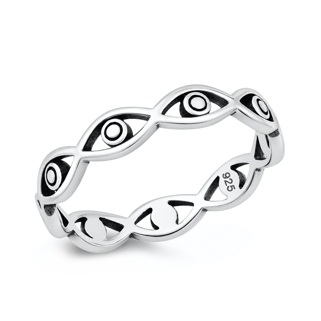 Silver Eye Motif Eternity Ring