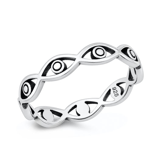 Silver Eye Motif Eternity Ring
