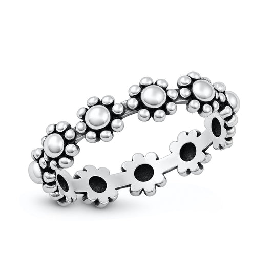 Silver Flower Band Ring