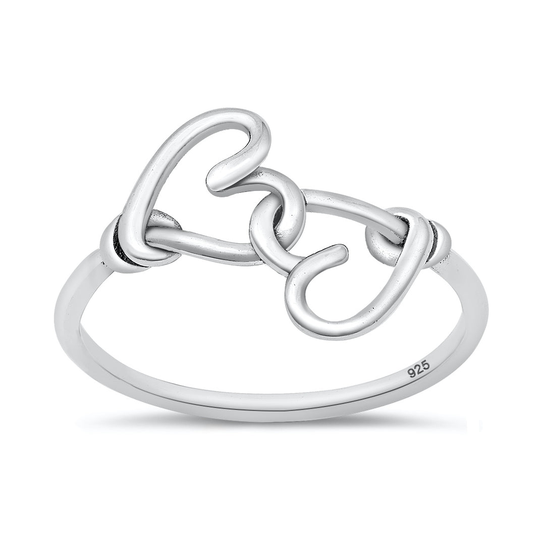 Silver Double Heart Knot Ring
