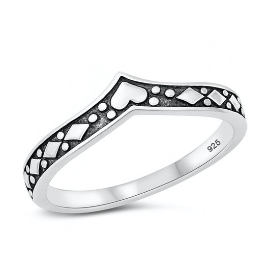 Silver V-Shaped Heart Ring