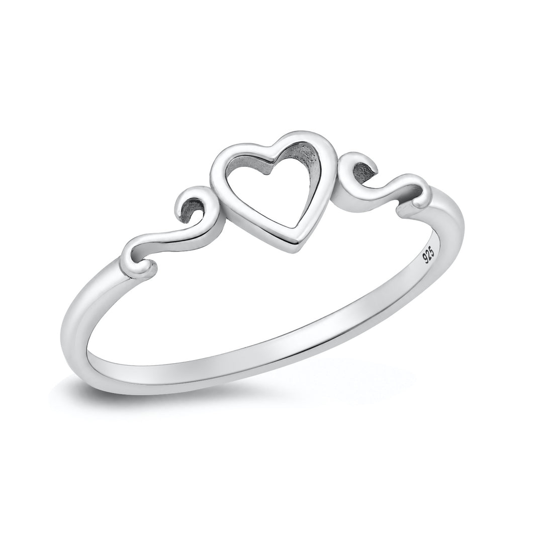 Silver Heart Swirl Ring