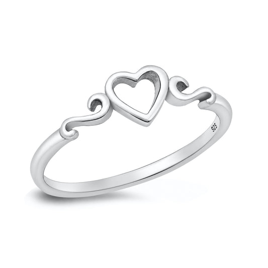 Silver Heart Swirl Ring