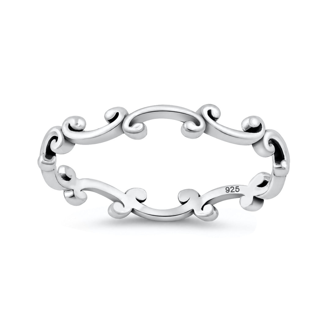 Silver Scrollwork Band Ring