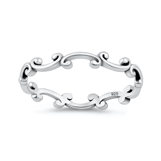 Silver Scrollwork Band Ring