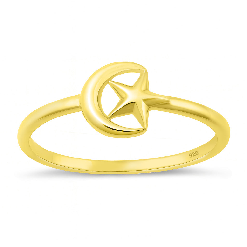 Silver Ring - Moon & Star