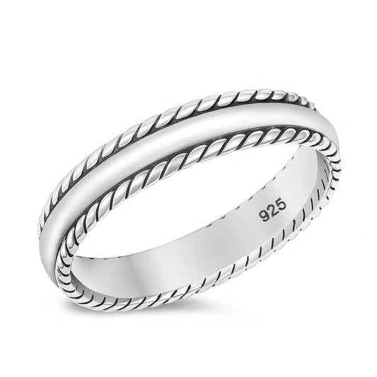 Silver Rope Edge Band Ring