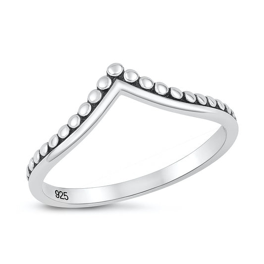 Silver V-shape Beads Ring