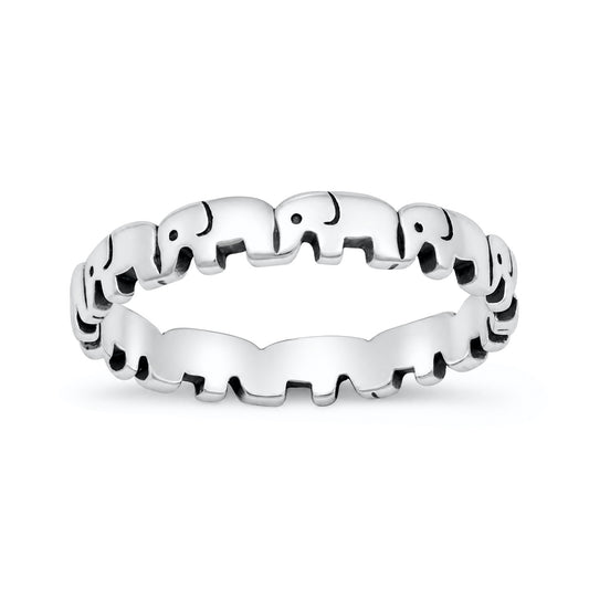 Silver Elephant Band Ring