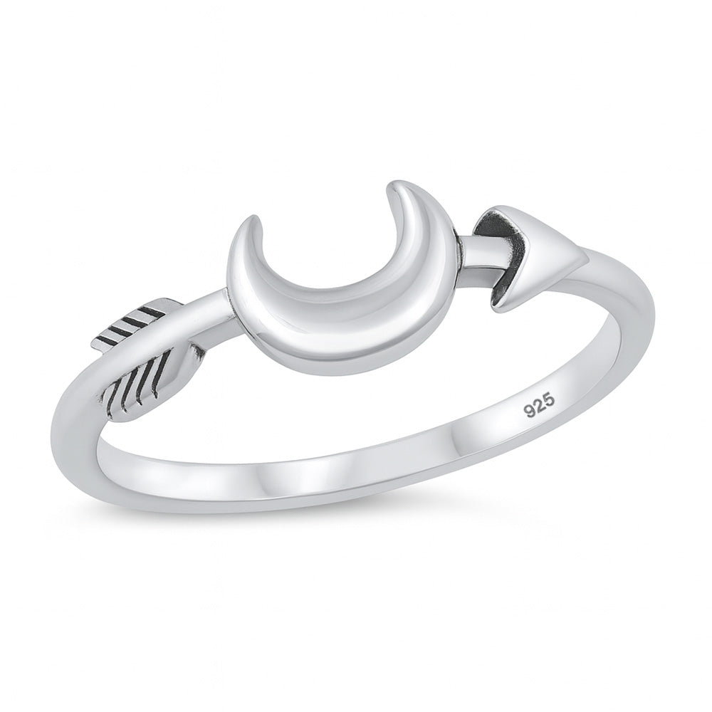 Silver Ring - Moon and Arrow