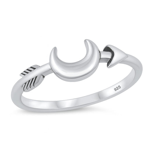 Silver Ring - Moon and Arrow