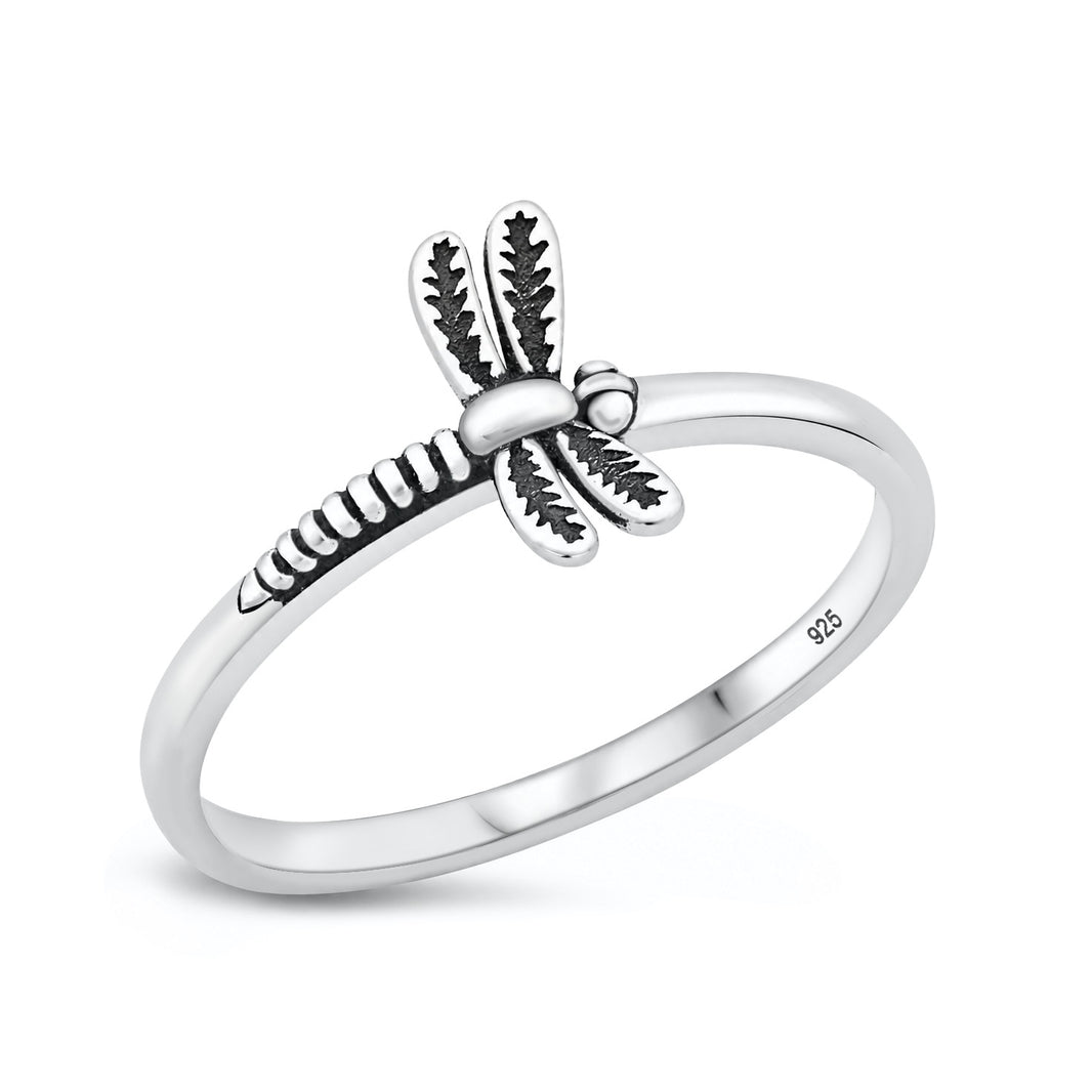 Silver Dragonfly Ring
