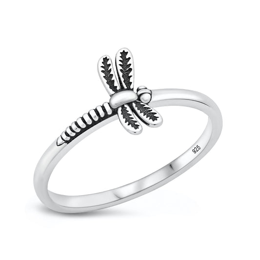 Silver Dragonfly Ring